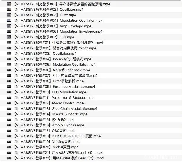 Native Instruments Massive 中文教学视频22集 | 1.3GB